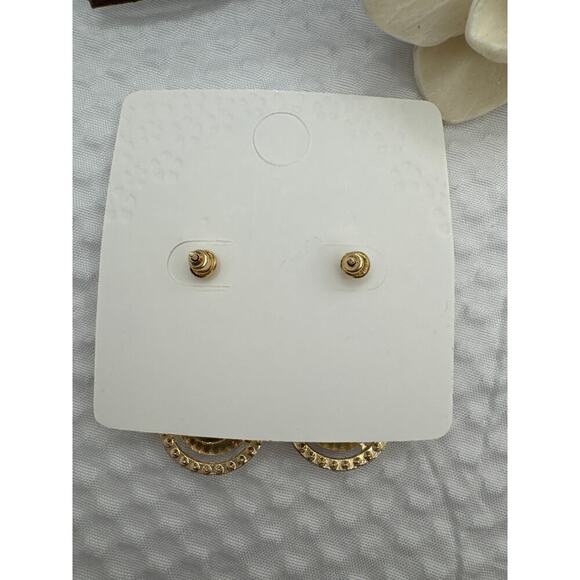 Gold Bow Drop Earrings with Sapphire Blue Teardrop Crystal - Picture 4 of 4